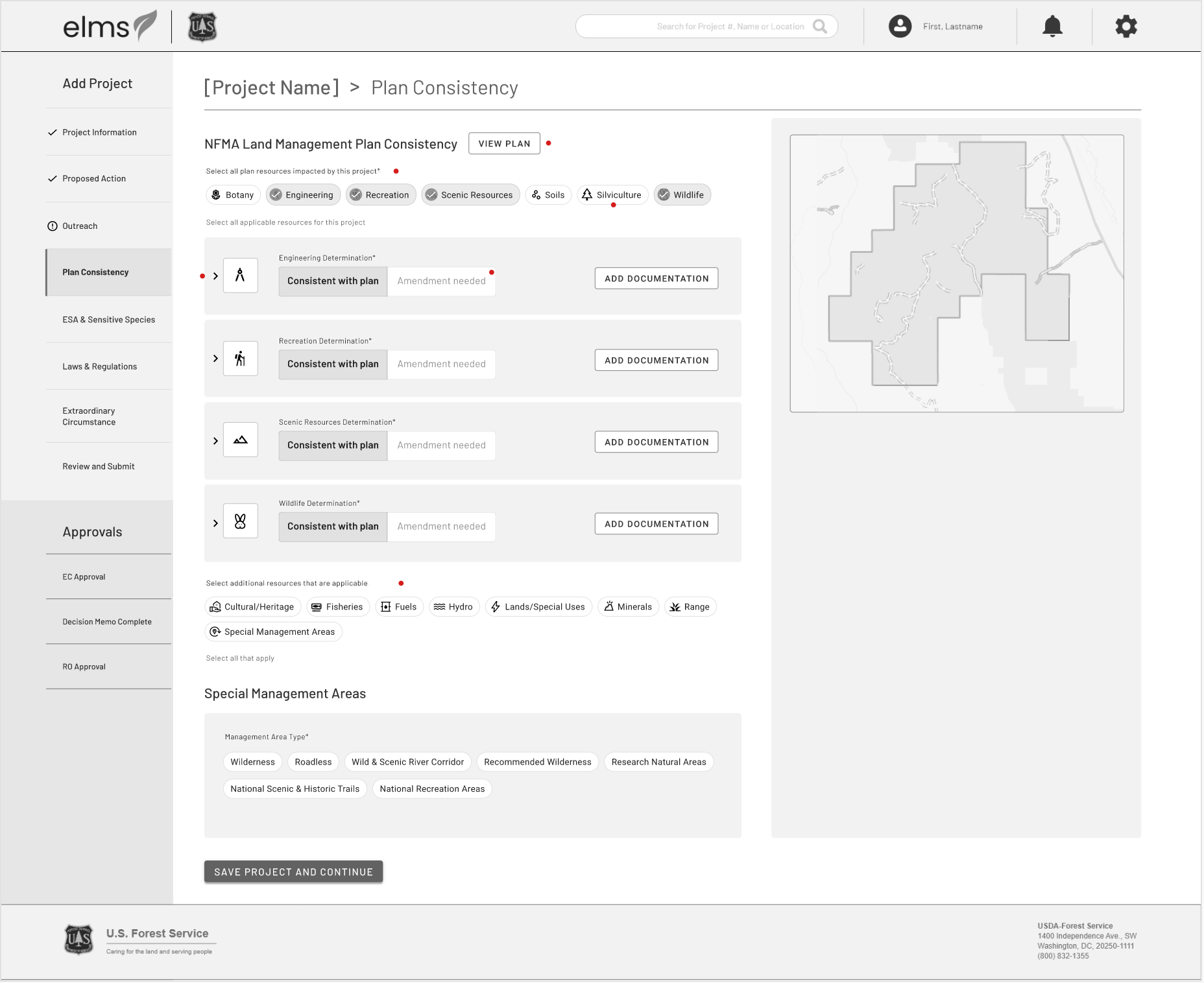 Low fidelity mockup of another step when creating a project