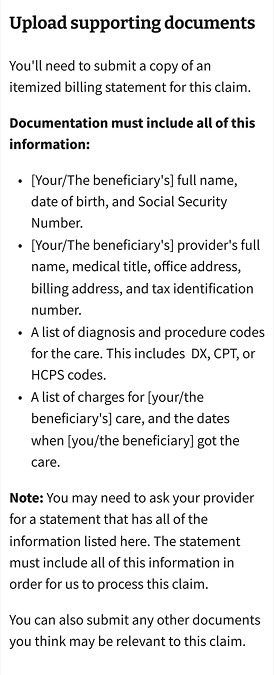 Requirements page when the form was initially released