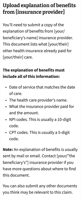 Requirements page when the form was initially released